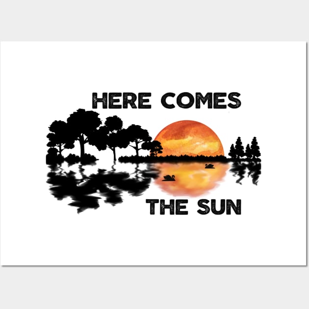 Here Comes The Sun Guitar Sunset Silhouette Music Lover Wall Art by Bazzar Designs